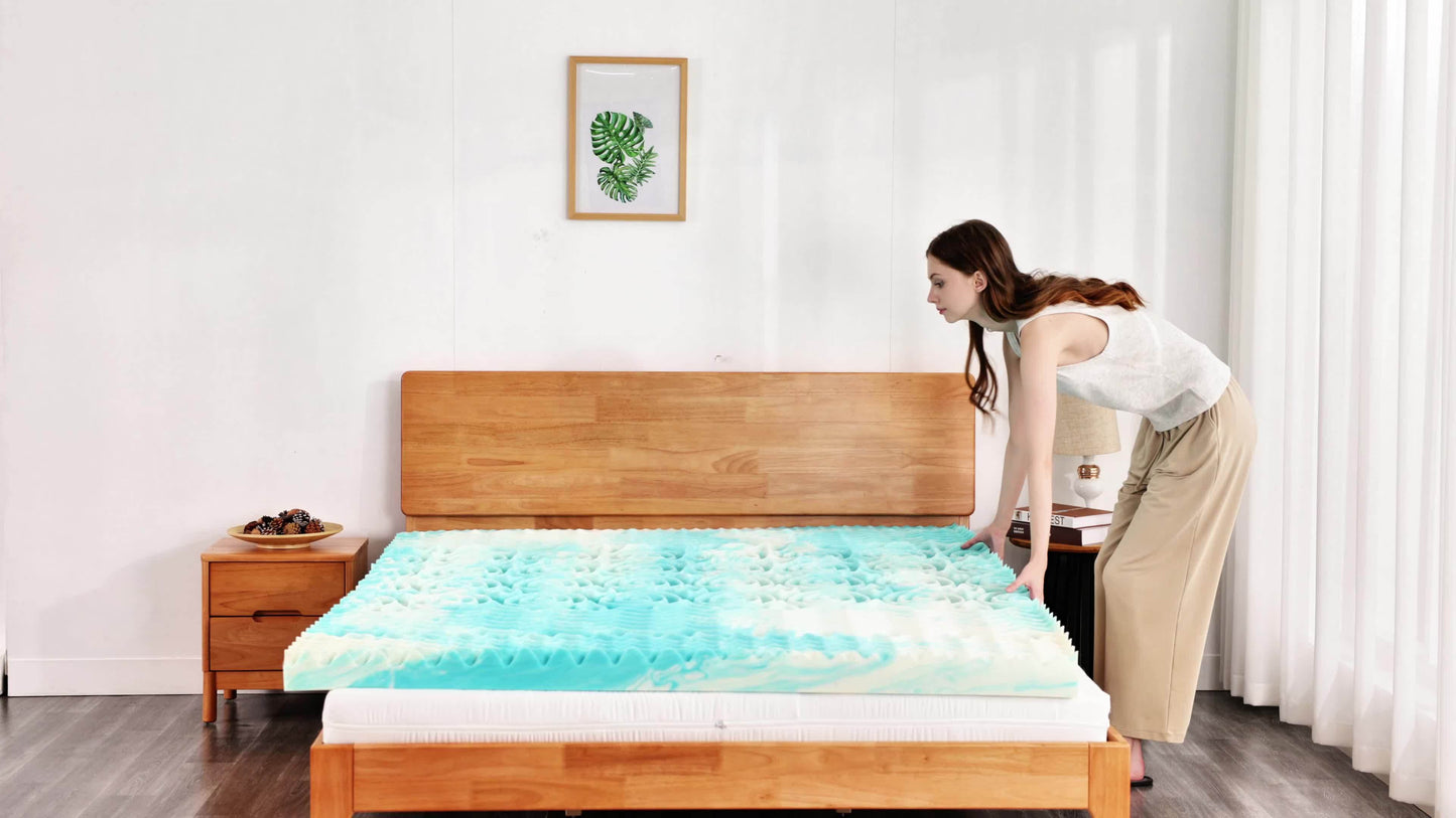 5-Zone Memory Foam Mattress Topper in 2/3/4 Inches, Featuring Cooling Gel-Infused Foam for Enhanced Comfort And Support, Conveniently Packaged in a Box for Easy Transport, with a Ventilated Design