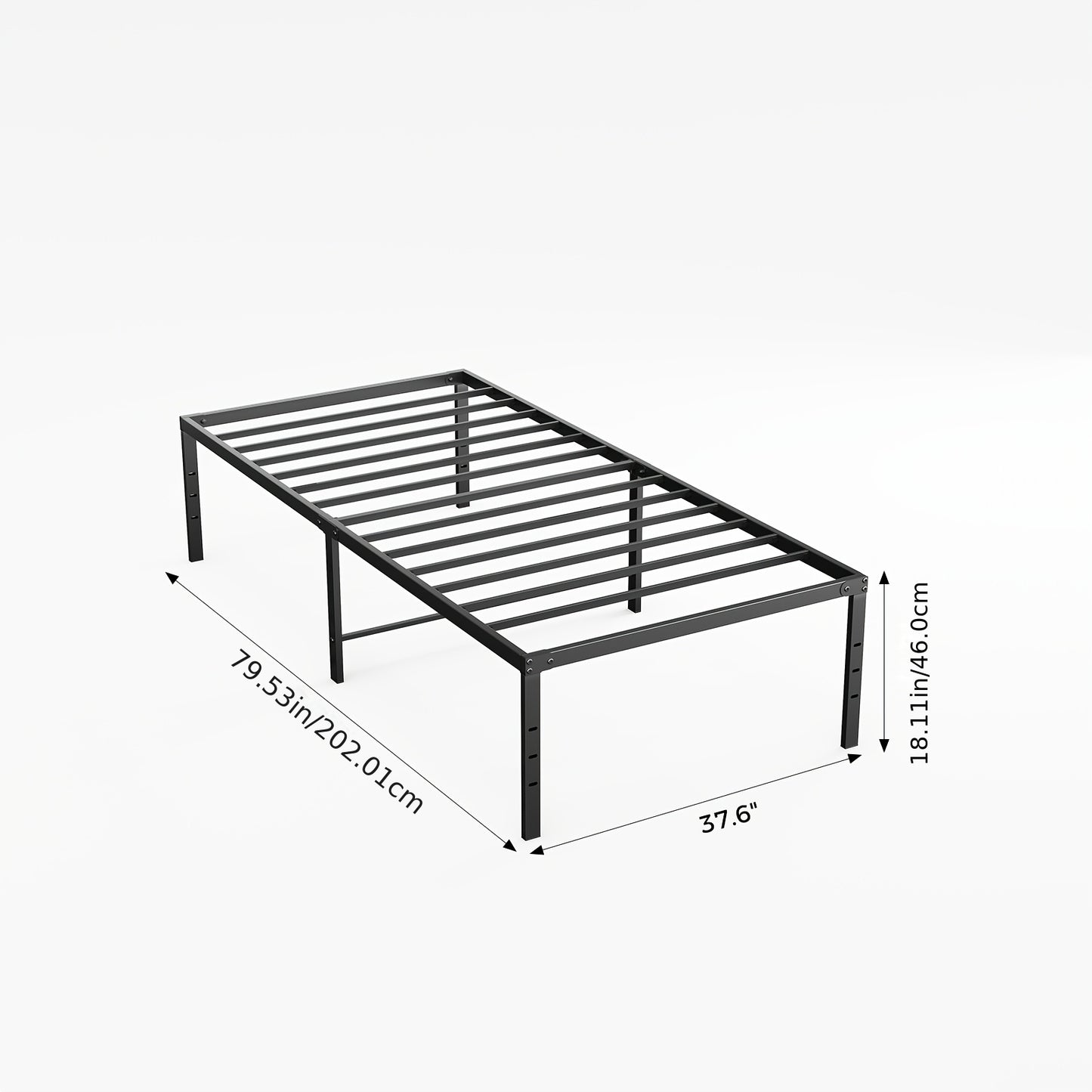 Twin Size Bed Frame - Heavy Duty Metal Platform Bedroom Frames King Size with Storage Space, No Box Spring Needed, 14 Inches High, Sturdy Steel Slat Support, Black