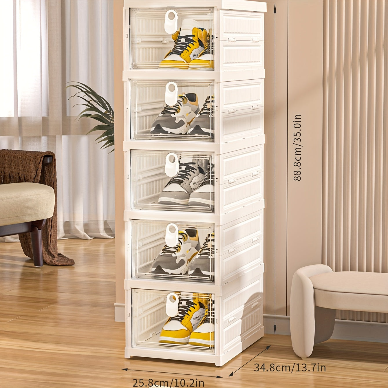 Multi-Functional Foldable Storage Cabinet Shoe Storage Organizer, With 6-Tier/5-Tier Large Capacity, Space-Saving, Suitable For Entrance, Corridor, Bedroom And Living Room