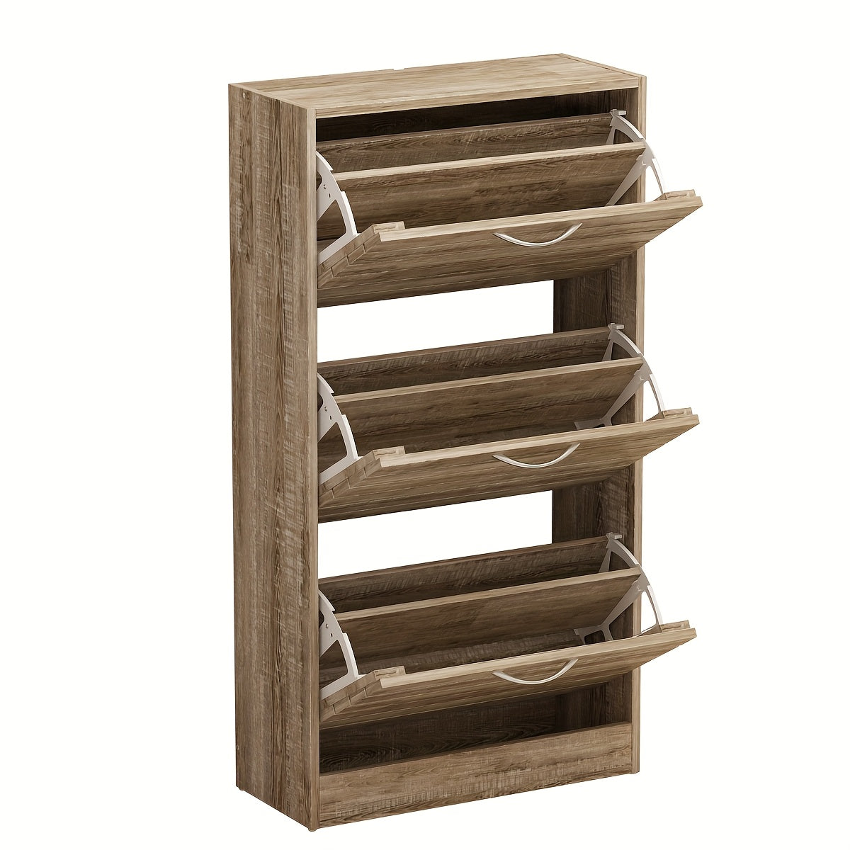 Modern 3-Tier Shoe Storage Cabinet with 3 Flip-Down Drawers & Ventilated Louver Doors - Hardwood MDF Entryway Organizer, Space-Saving Design for Hallway, Living Room, Bedroom - Easy Assembly, Large Capacity Shoe Rack, Shoe Storage Box, Hallway Organizer,