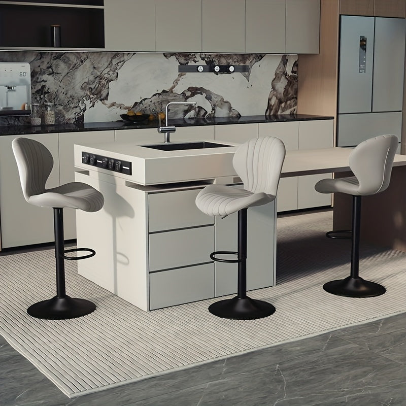 Bar Stools Set Of 1/2/3/4, Modern Swivel Bar Chairs, Barstools Counter Height with High Backrest, Artificial Leather, Easy 3-5 Minute Assembly for Bar, Kitchen, Dining Room.