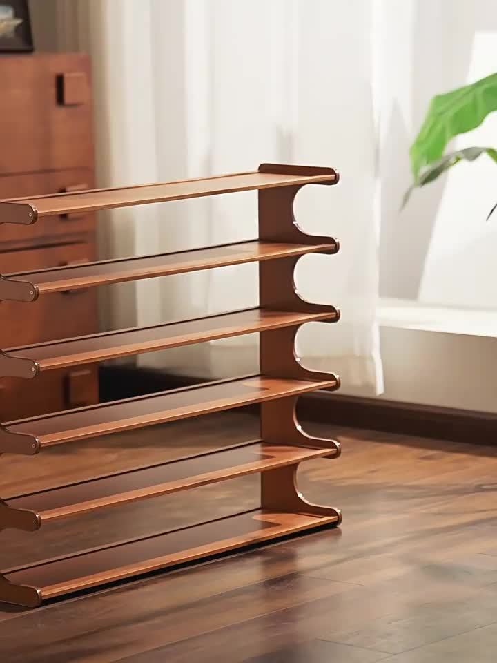 3/5/6 Layer Bamboo Shoe Rack, Wood Grain End, Suitable for Dormitory And Home Entrances, Easy to Assemble, Brown, Independent, Practical Multi-Layer Storage Rack, Home Storage, Multiple Scenarios
