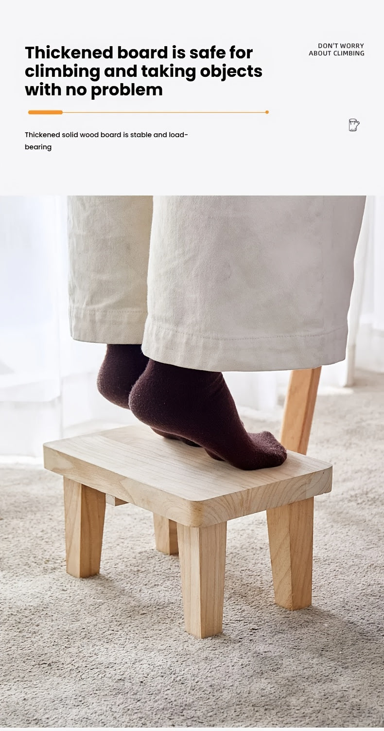 1pc Solid Wood Japanese-Style Square Stool - Wood Low Seat Chair, No Cushion, Square Base Footrest for /Outdoor Use, Living Room, Bedroom,, Entryway, Japanese Tatami Stool, Easy-Clean Furniture