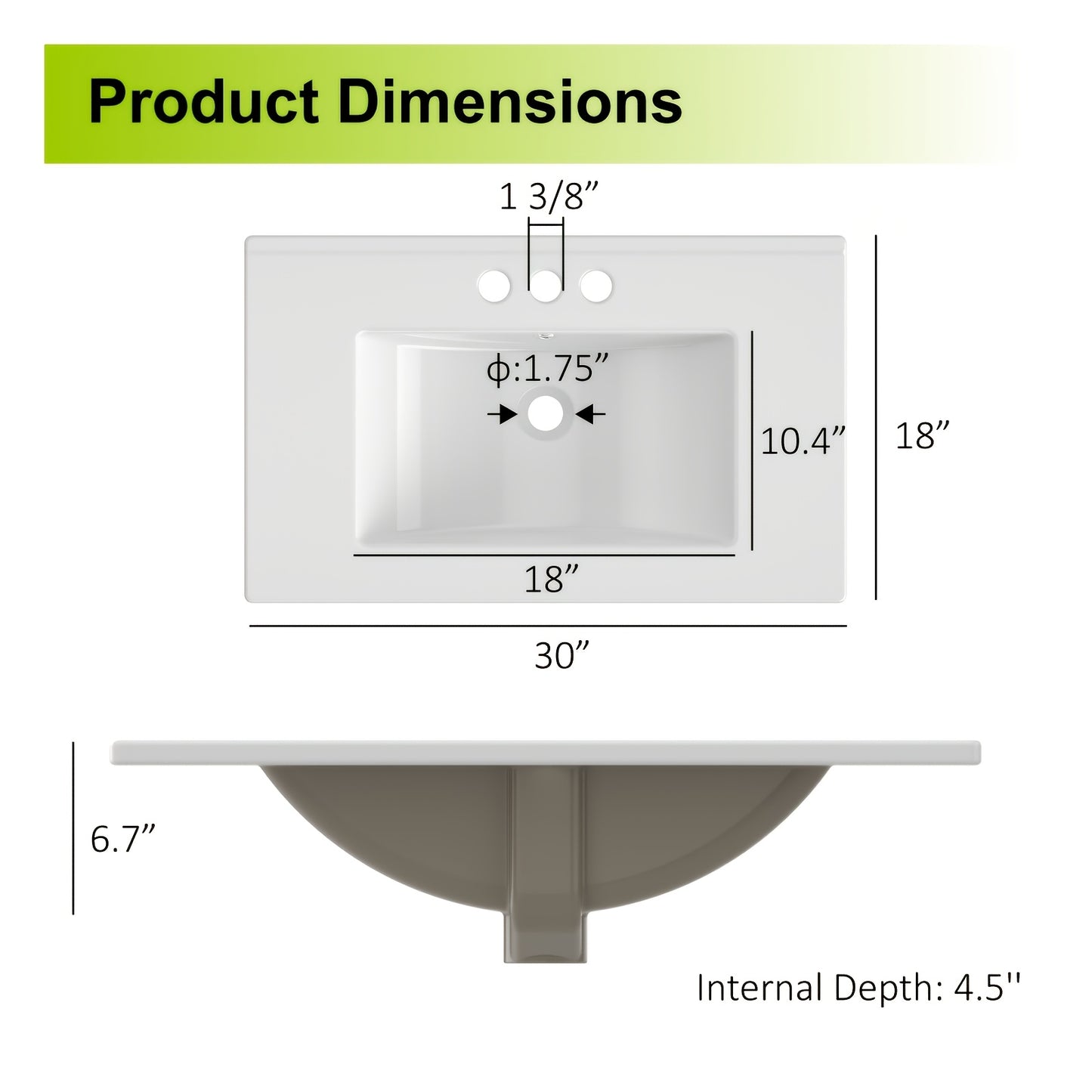 Bathroom Vanity shown in the Sink Only (No Cabinet) option
