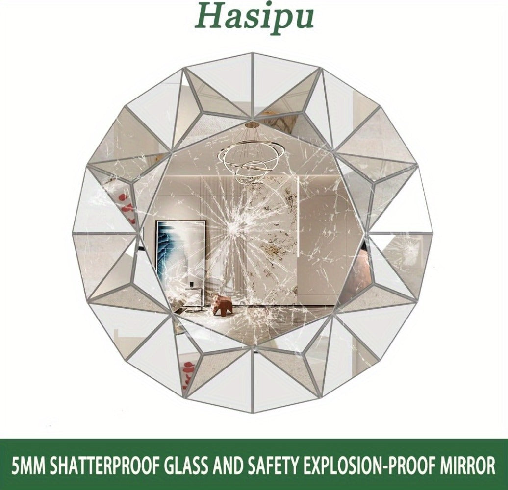 Hasipu Bathroom Wall Mirrors, 32 Inch Round Mirror Wall Decor, Beveled Edge Frameless Wall Mount Round Mirror for Living Room, Bathroom, Home