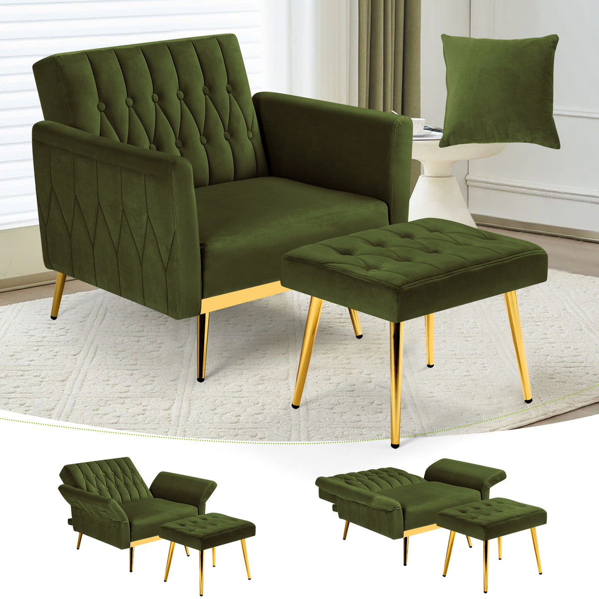 Accent Chair shown in the OLIVE GREEN option