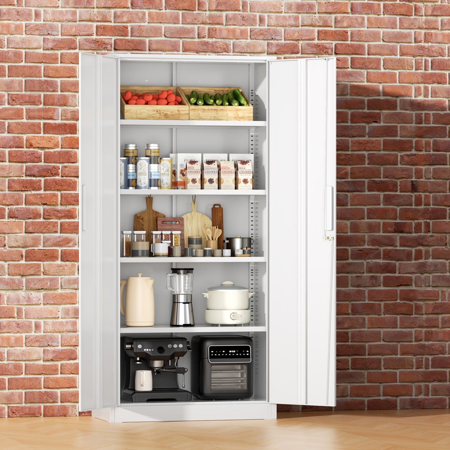 Metal Storage Cabinet, 71''/ 36''H for garage Storage Cabinet With Adjustable Shelves And Lockable Doors, Closet Storage And Organization For Garage, Gym, Home Office, School, Easy To Assemble