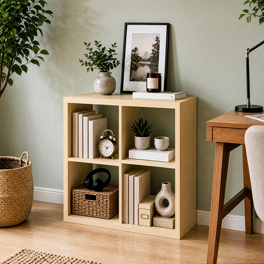 Cube Storage Bookshelf 2 3 4 6 8 9 Cube Open Display Cabinet Thick Frame Floor Standing Bookcase with Anti-Tip Kit for Living Room Bedroom Study, 4 Colors
