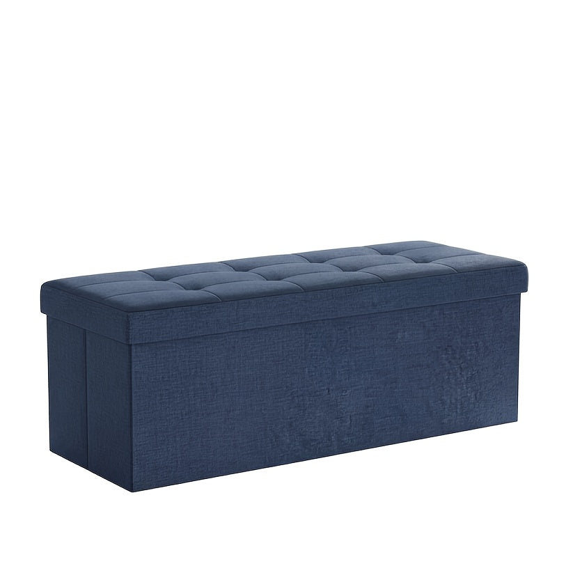 Storage Ottoman Bench 30 & 43 Inch Folding Padded Seat with Hidden Compartment, Holds 660 LB Heavy Duty Footrest End of Bed Stool for Bedroom Living Room Entryway, Grey Black Brown Pink Blue Beige