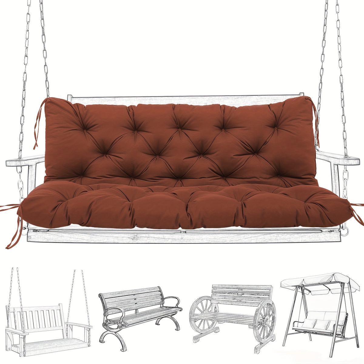 Outdoor Swing Cushion shown in the Coffee Color, 48 x 40 x 5 inches option