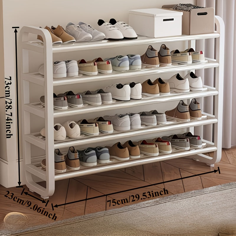 Shoe Rack shown in the White 5-layer shoe rack can hold 18 pairs of shoes option