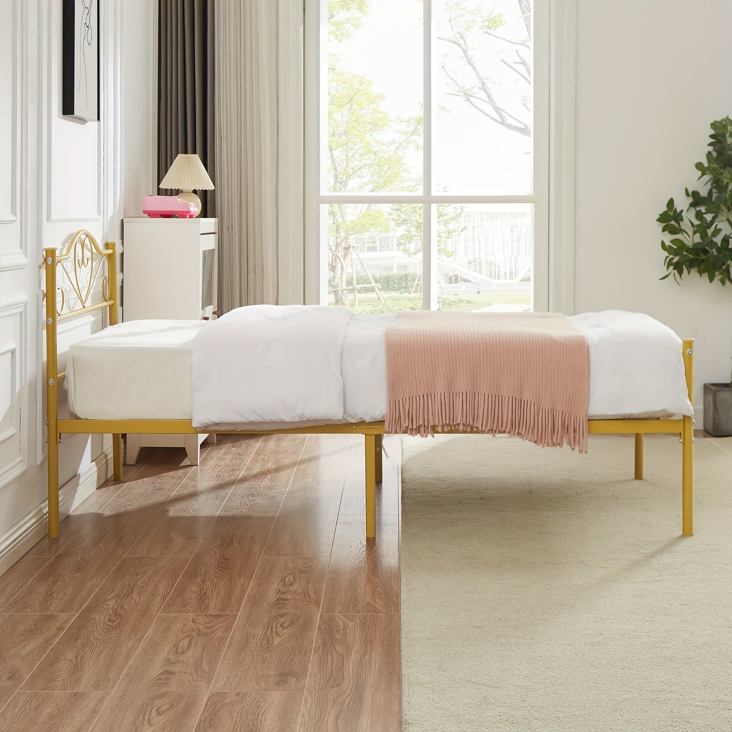 VECELO Metal Bed Frame with Head And Foot Boards, Steel Slats Mattress Support, No Box Spring Required, Available in Twin, Full, And Queen Sizes