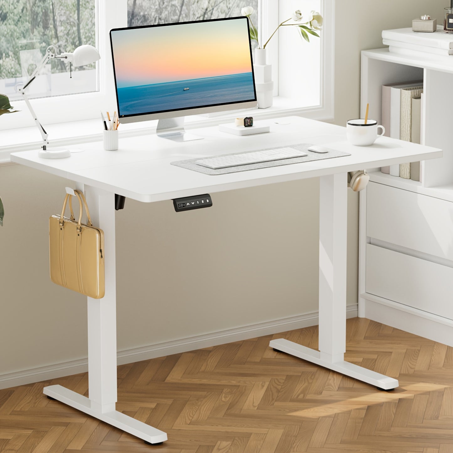 Electric Standing Desk Adjustable Height – Motorized Sit Stand Desk with Memory Presets, Home Office Ergonomic Workstation, 40/48/55 Inch, Black, Oak, Brown, White