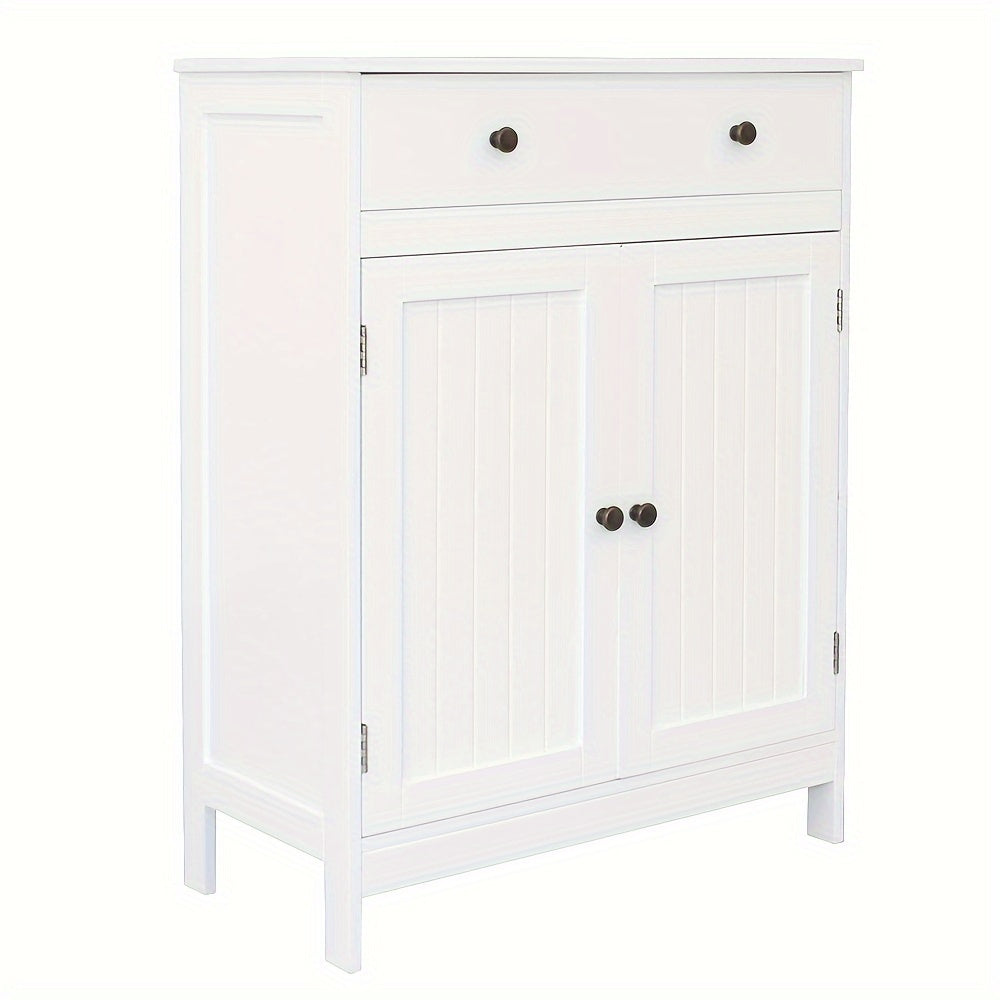 Set of Bathroom Storage Cabinets - Bath Vanity with Double Shutter Doors And Soft-Close Drawer, Space-Efficient Bathroom Furniture for Contemporary Homes (White)