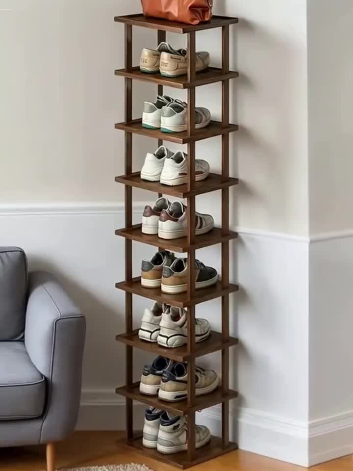 Bamboo Shoe Rack, Capable of Storing 6/9 Pairs of Shoes, Wood Grain Decoration, Easy to Assemble, Space Saving, Suitable for Entrances, Living Rooms, Bedrooms, And Dormitories. Brown. Multi Layer Independent Storage Rack