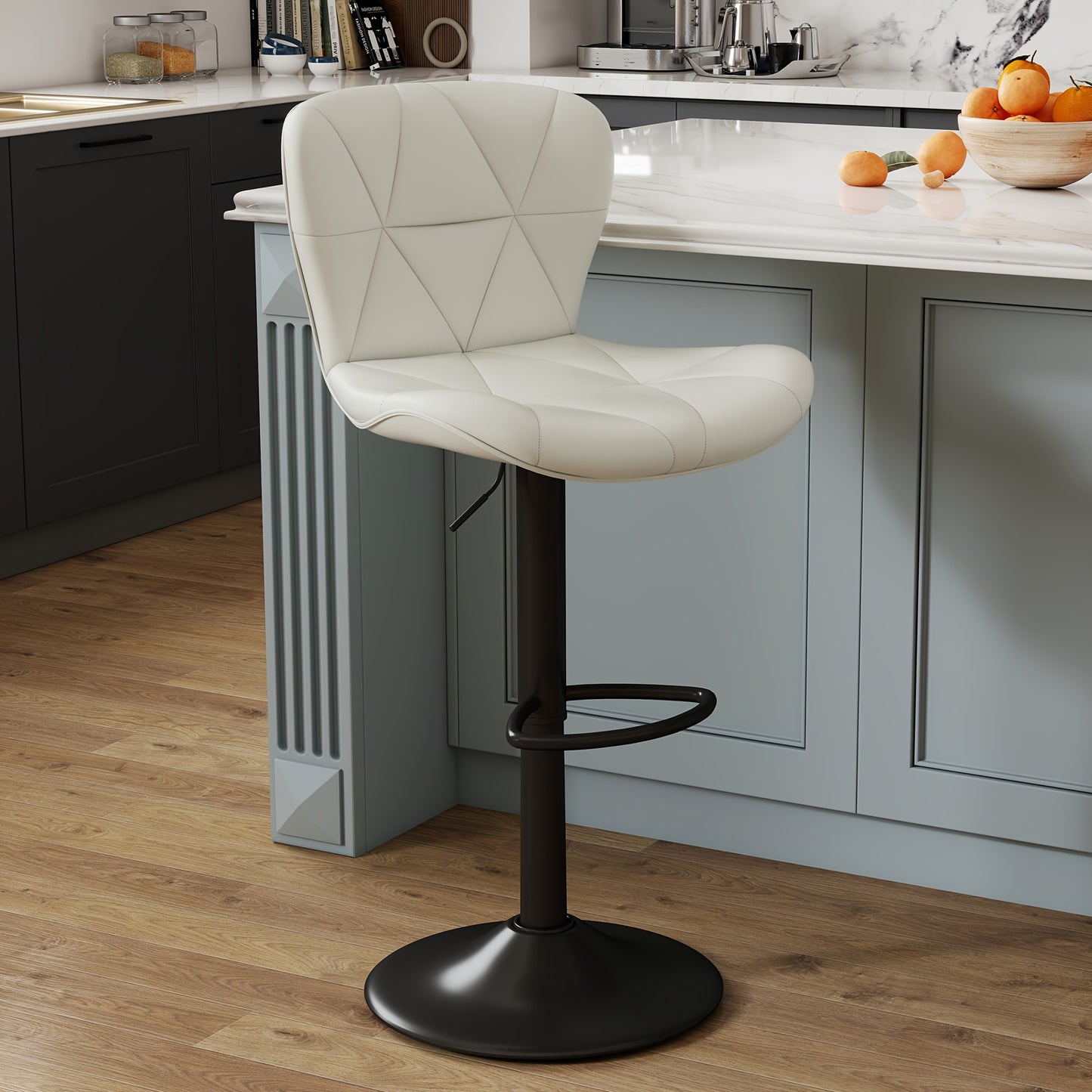 1/2/3/4pcs Modern Bar Stool, Adjustable Faux Leather Upholstered Swivel CounterStoolsFor Restaurant, Modern Bar Stool, Thickened Seat Cushion Souare lsland Barstools with Back
