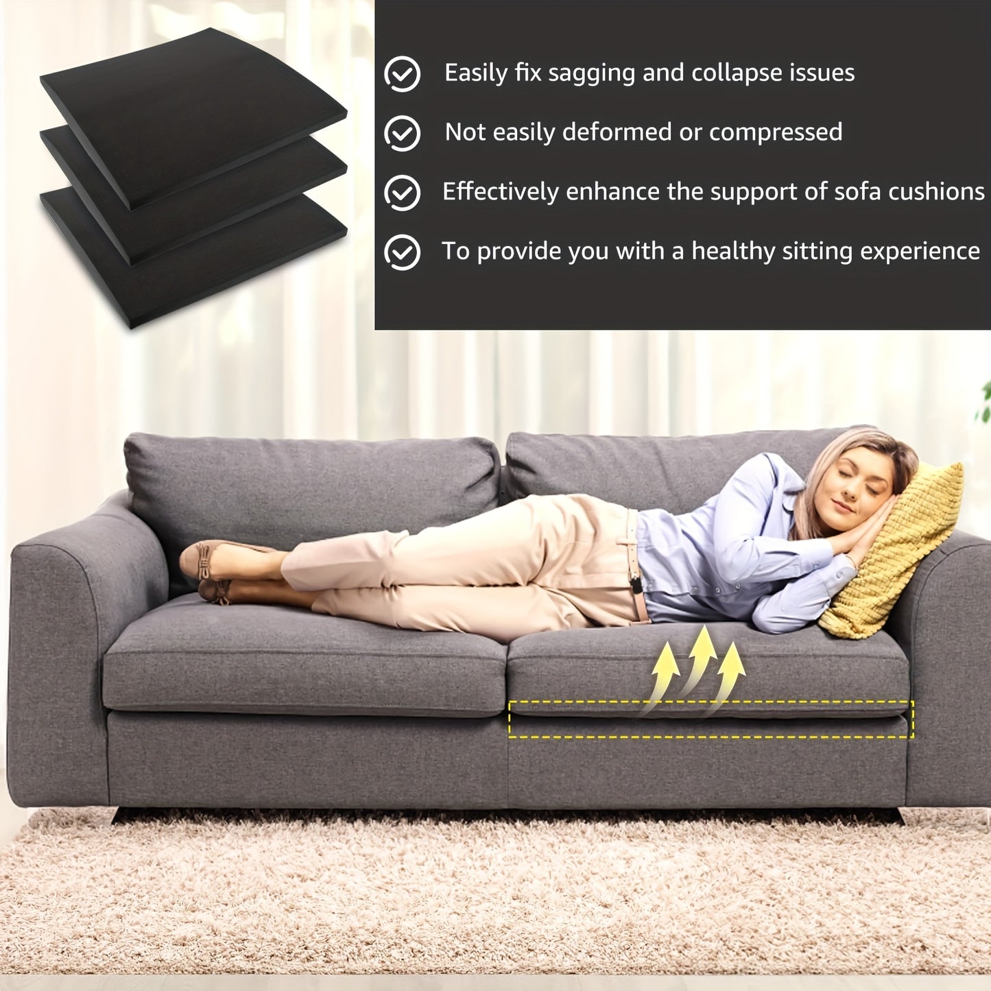 3pcs Furniture Seat Support 20 "x 20" High-density Foam Couch Sofa Cushion Support Cushion SAG Repair Replacement for Sofa Couch Loveseat Chair Sagging Sea