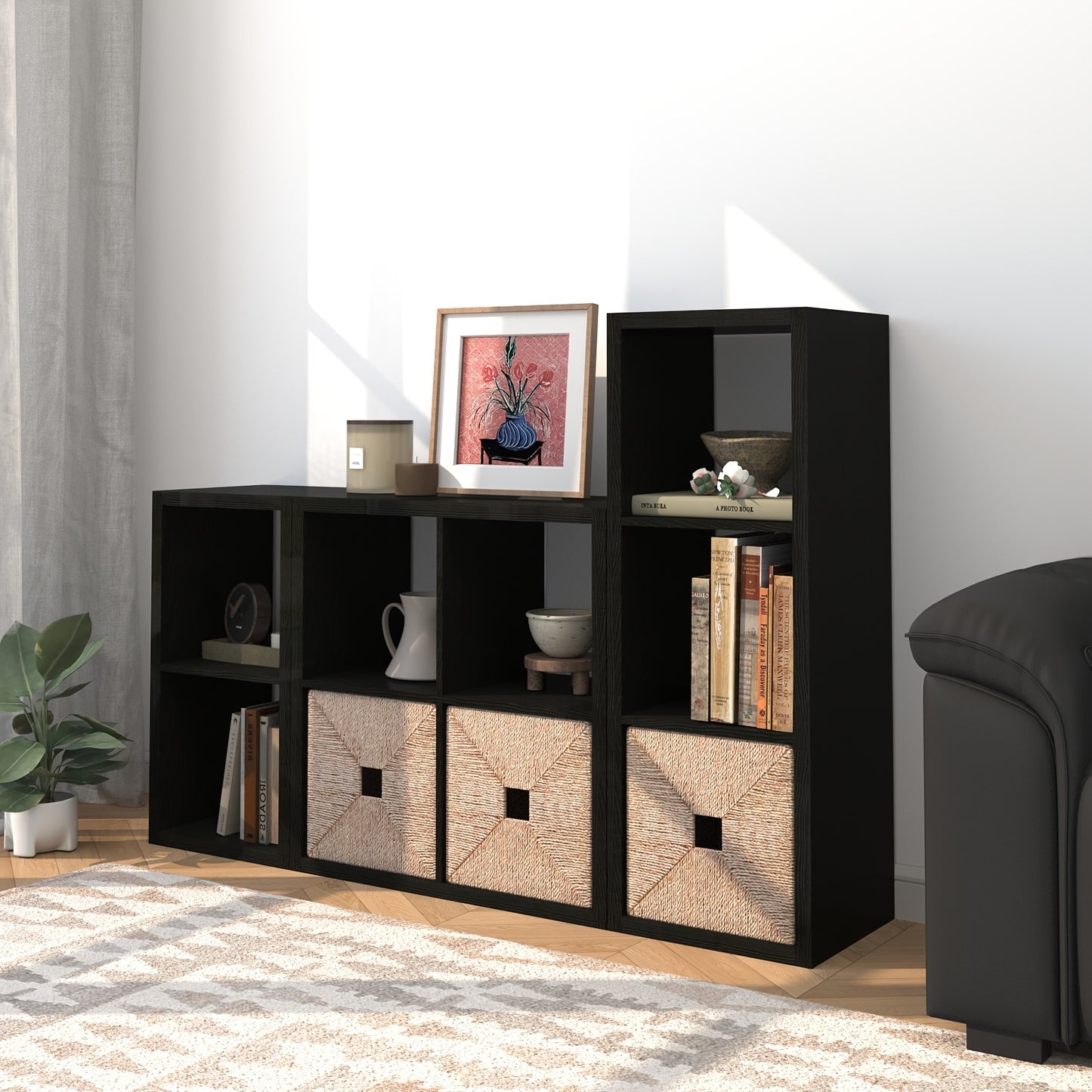 2/3/4/6/8/9 Thick Frame Bookshelf, Open Back Panel Cube Storage Cabinet, Floor-standing Bookshelf With Anti-tip Kit, Wooden Open Display Rack For Living Room, Bedroom, Study, White/chocolate Open Bookshelf, With Open Back