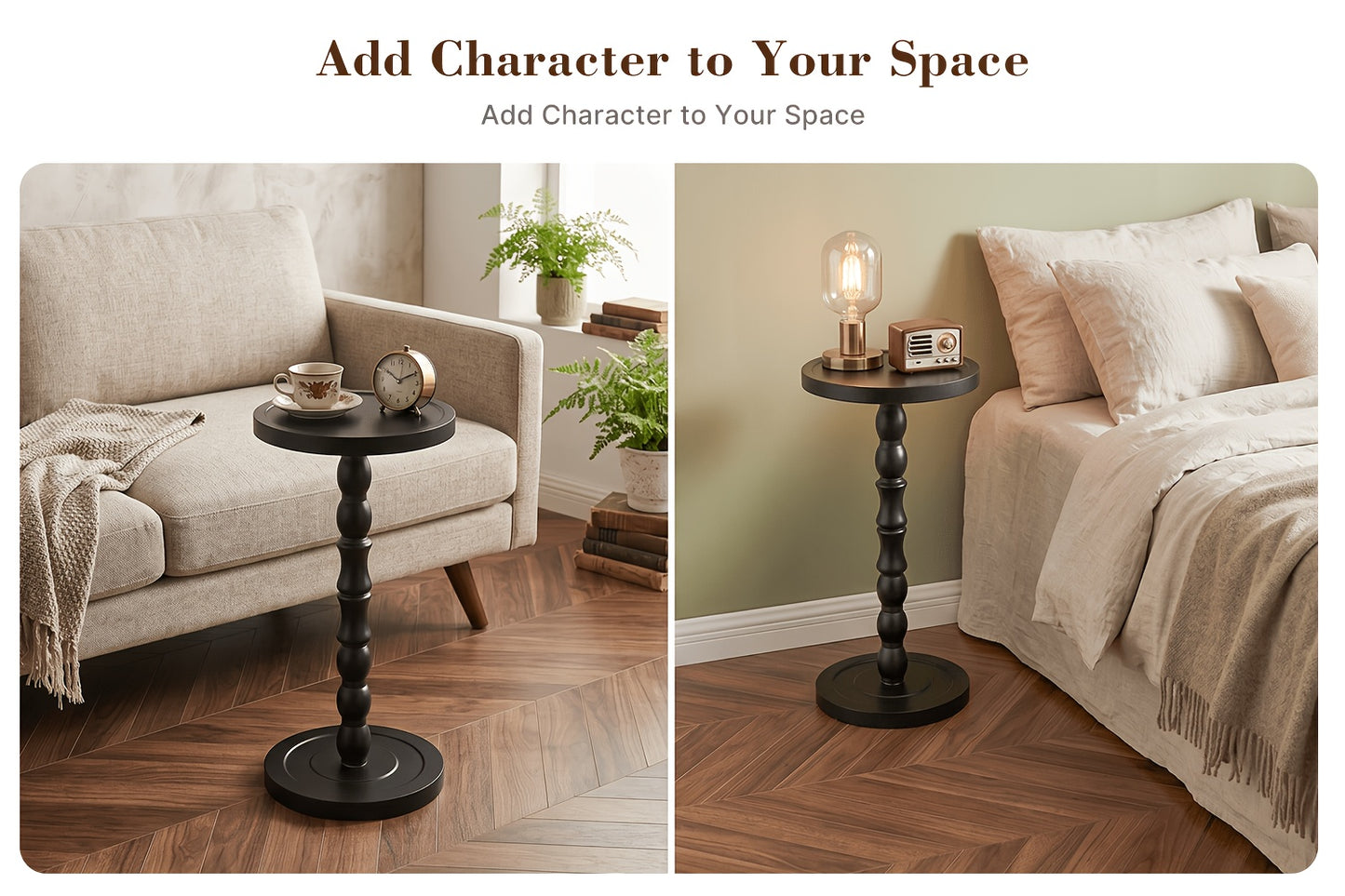 Coffee Table, Small Side Table with Solid Wood Legs, Small Space Modern Accent Table for Plant Display, Plant Stand, Bedroom And Living Room And Office Essential