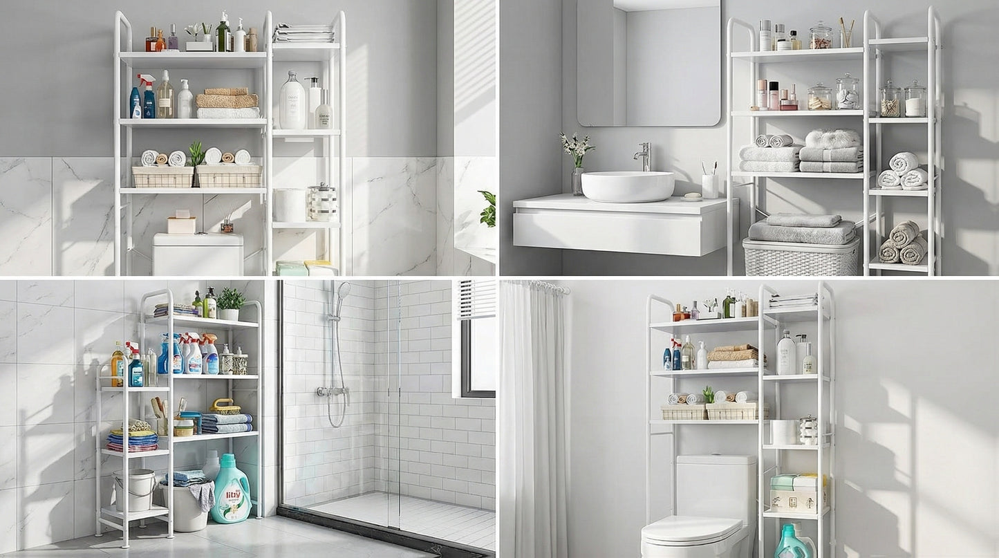 Freestanding Over The Toilet Storage Shelf | Space-Saving Multifunctional Rack in, Artificial Board Material, Casual Style by SUOERNUO