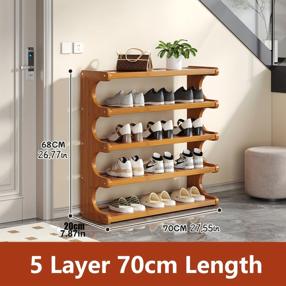 Freestanding Shoe Rack 6 Layer 31.5 Inch Wood Grain Multi-Tier Independent Design, Space-Saving Self-Standing Shoe Cabinet for Entryway Dormitory Living Room, Easy Assembly Brown