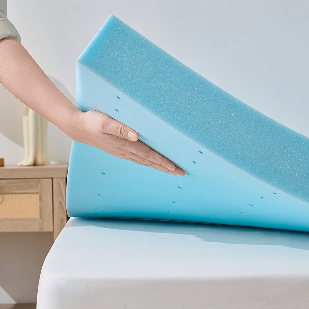 Cooling Gel Memory Foam Mattress Topper, Breathable Gel Premium Memory Foam Mattress, Fits All Mattresses, Ventilated Soft Breathable Mattress, Available In 1.5", 2", 3", And 4" Thicknesses, Multiple Sizes To Suit Different Needs, Blue