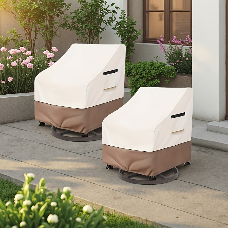 Outdoor Swivel Chair Cover Set of 2, 33" W x 35" D x 38.5" H Patio Furniture Slipcovers for Rotating Lounge Chairs