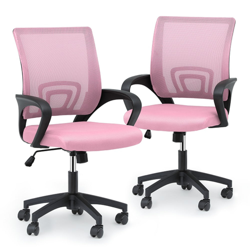 Ergonomic Office Chair Mid-Back Mesh Swivel Desk Chair with Lumbar Support Adjustable Height Sponge Seat Rolling Wheels, 300 lbs Capacity, 6 Colors, 1 or 2 Pack