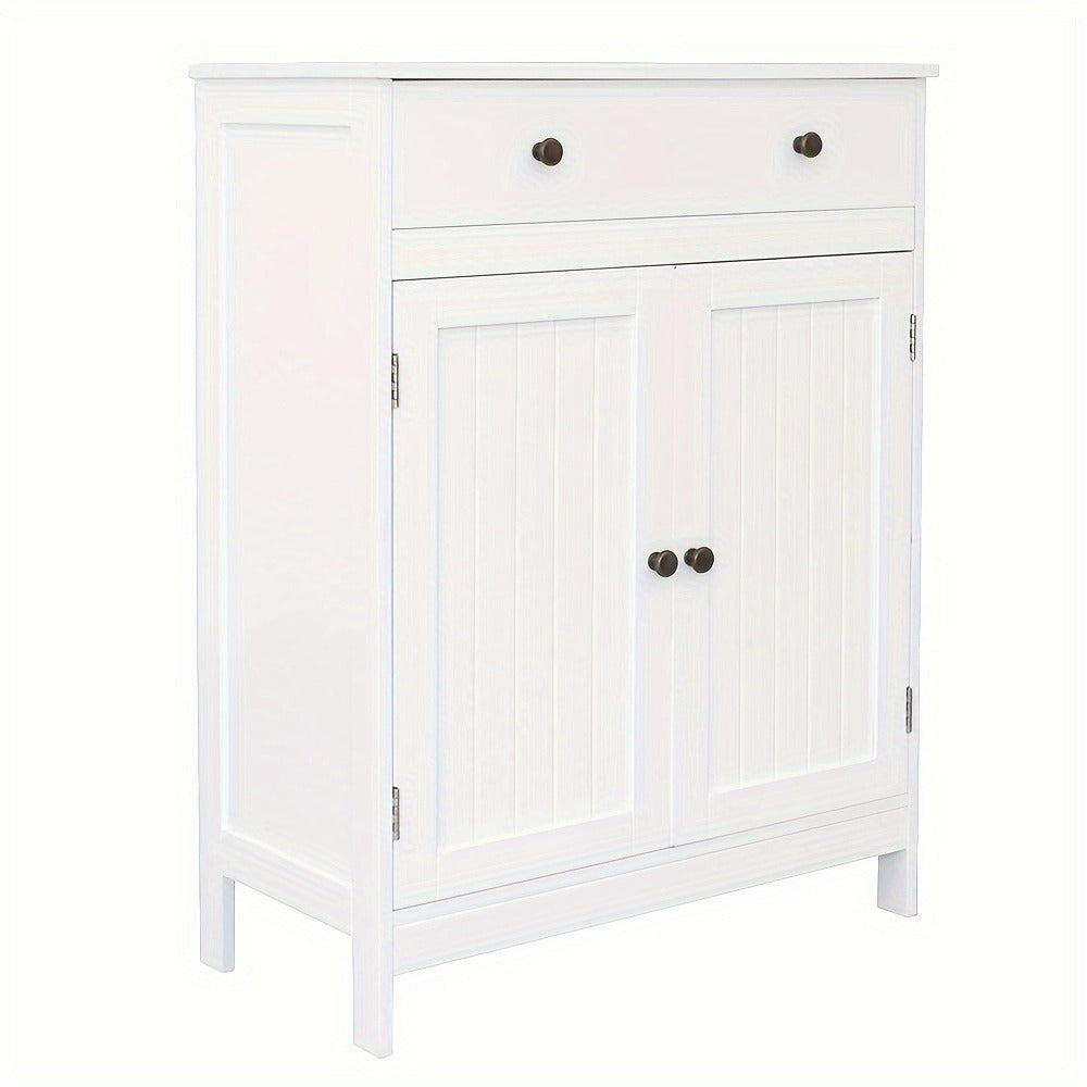 Bathroom Storage Cabinet with Double Shutter Doors Soft-Close Drawer Freestanding Bath Vanity 23.6x11.8x31.5 Inch Waterproof Moisture-Resistant Bathroom Furniture White
