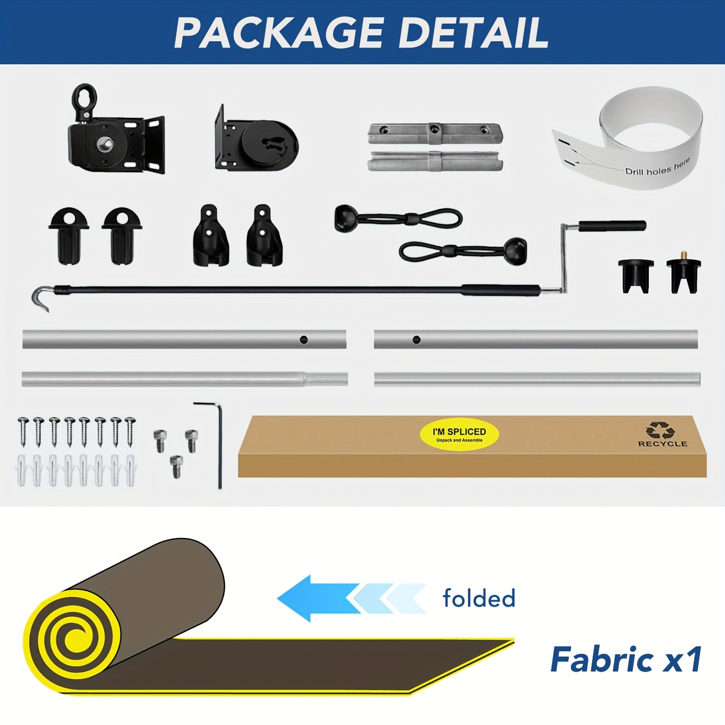 Outdoor Roller Shades with Splicing Design, Cordless Patio Roll Up Blinds, Exterior Shade Cloth Roll Shade for Patio