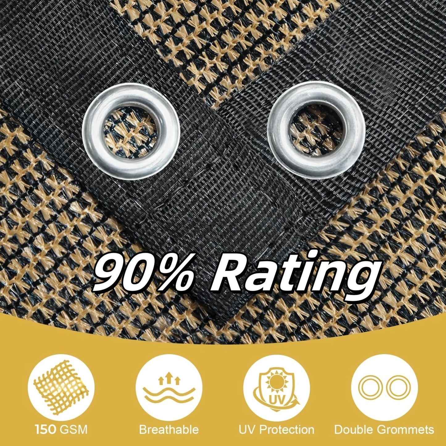 6/8/10/12ft Shade Fabric, Sun Shade Cloth, 90% Shade Net, Shade Screen, Shade Cover, Privacy Screen with Grommets for Patio Garden Pergola Cover Canopy(Brown)