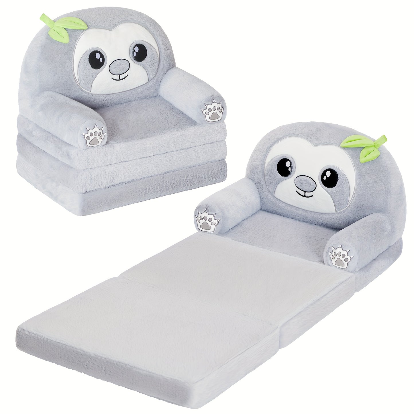 Cute Panda Kids Foldable Sofa Chair, 2-in-1 Plush Animal Lounger with High-Density Foam, Comfortable Children's Reading Couch for Bedroom Decor, Perfect Birthday & Holiday Gift