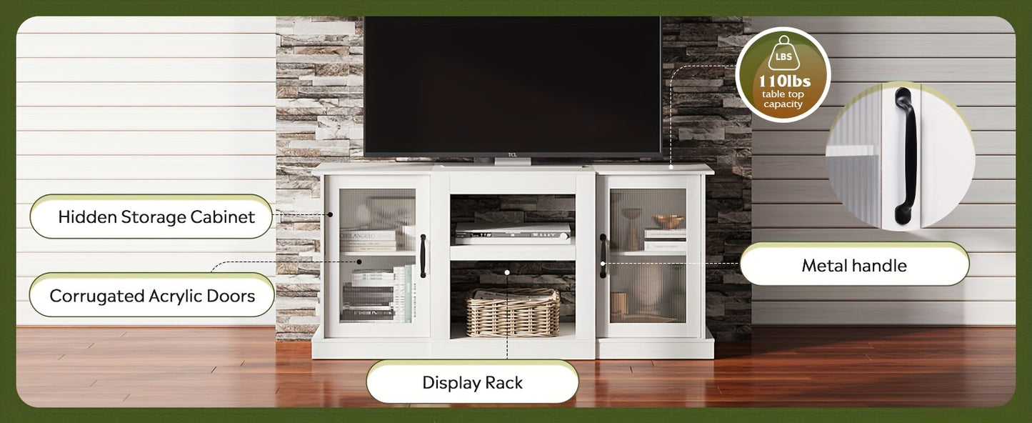 TV Stand For 65 Inch TV, Retro Entertainment Center With Storage And Open Shelves, TV Console For Living Room And Bedroom