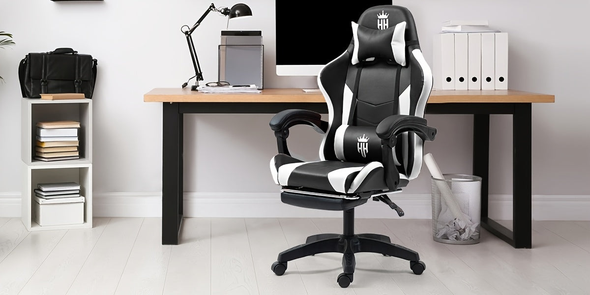 Game Chair With Footrest And Lumbar Support Gaming Chair, Video Chair, Ergonomic Computer Chair Height Adjustable With Swivel Seat And Headrest