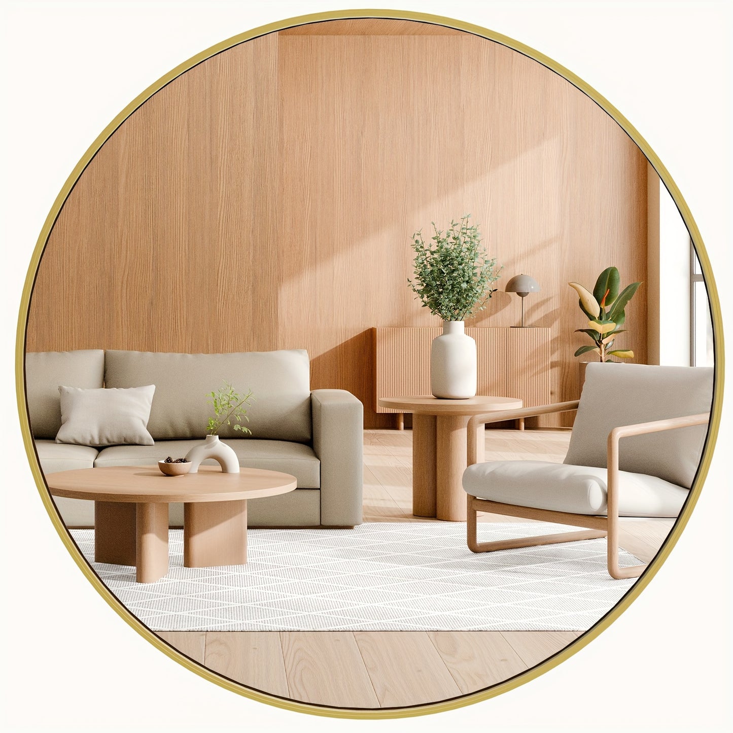 Round Metal Wall Mirror Matte Black & Gold Frame, Easy-to-Hang Modern Decorative Mirror for Entryway Bathroom Living Room Dresser Bedroom Wall Decor
