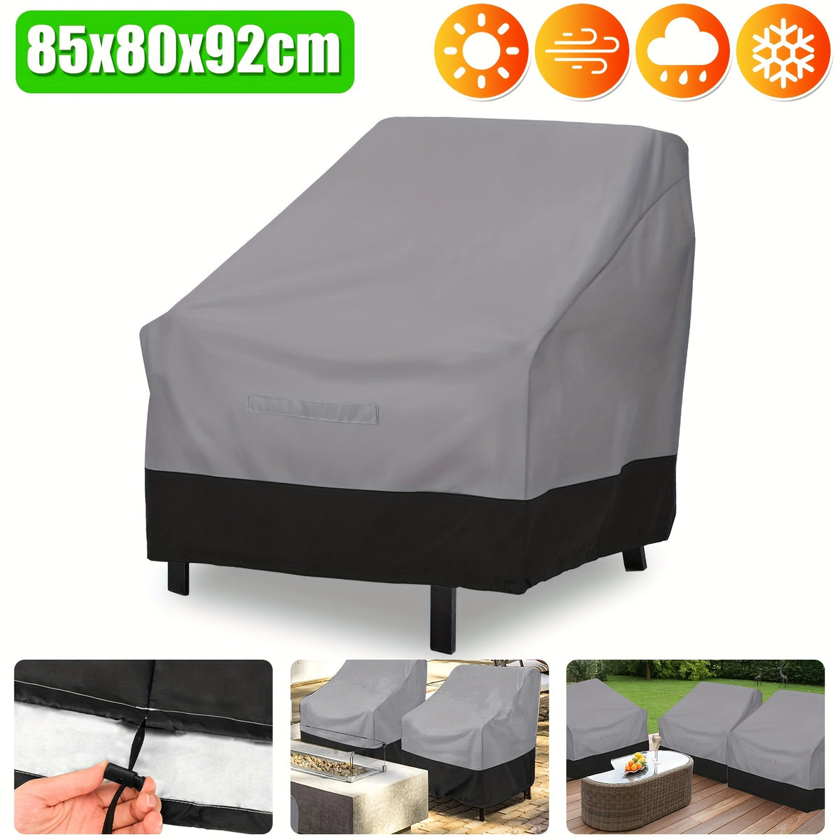 Patio Furniture Cover shown in the Gray & Black, 1pc option