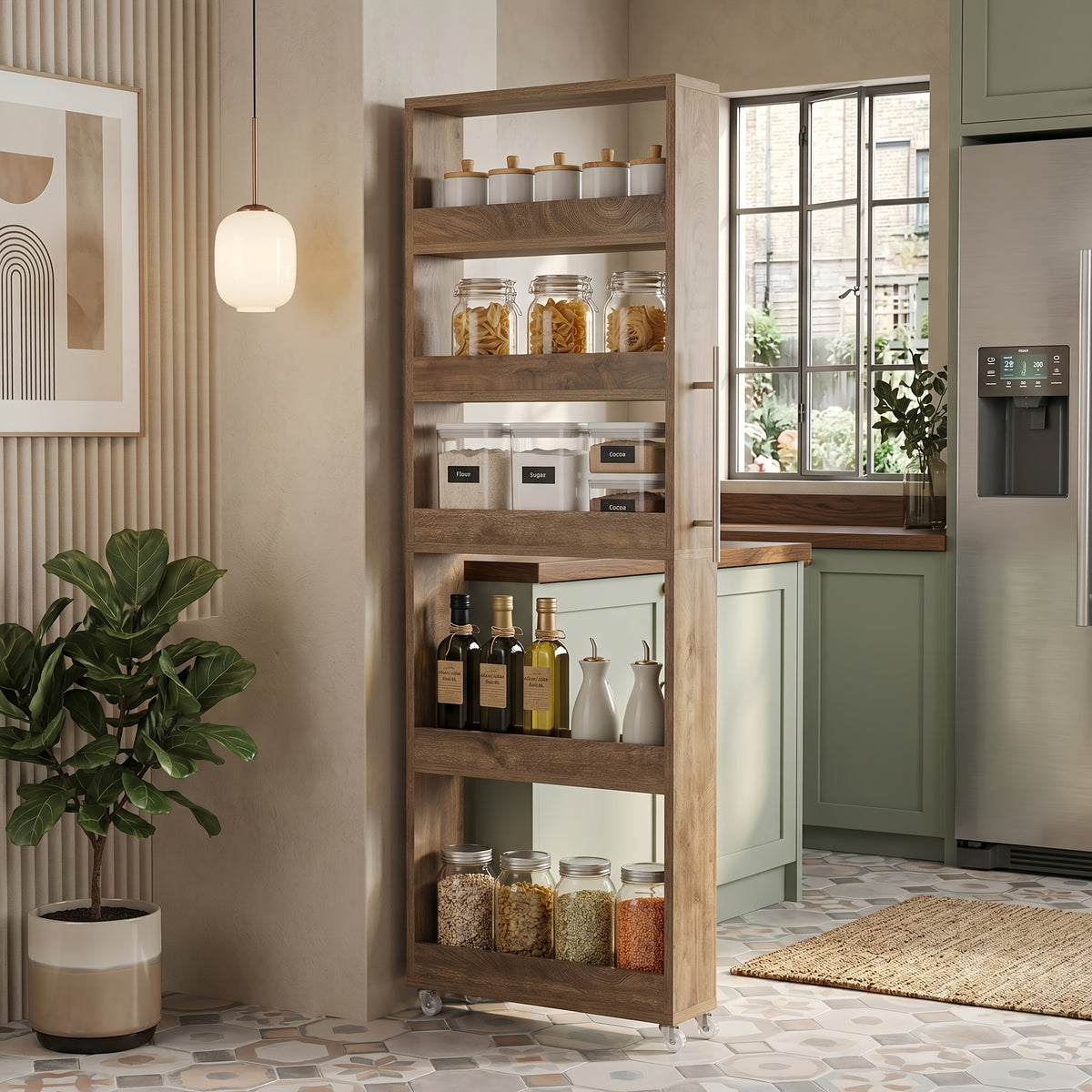 Slim Storage Cart shown in the Brown-5th floor option