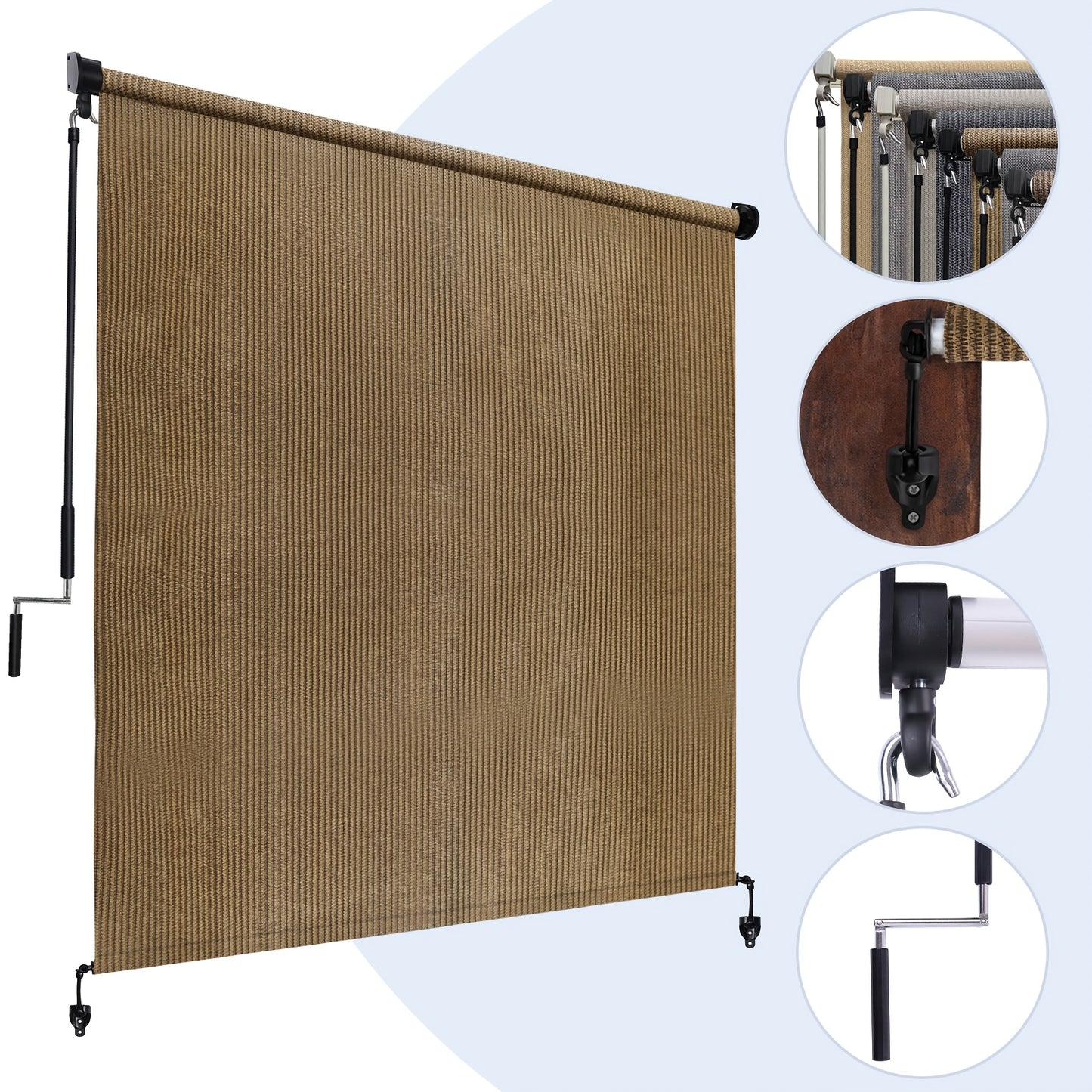 Outdoor Roller Shade shown in the Coffee Brown, 4×8FT (48"W x 96"H) option