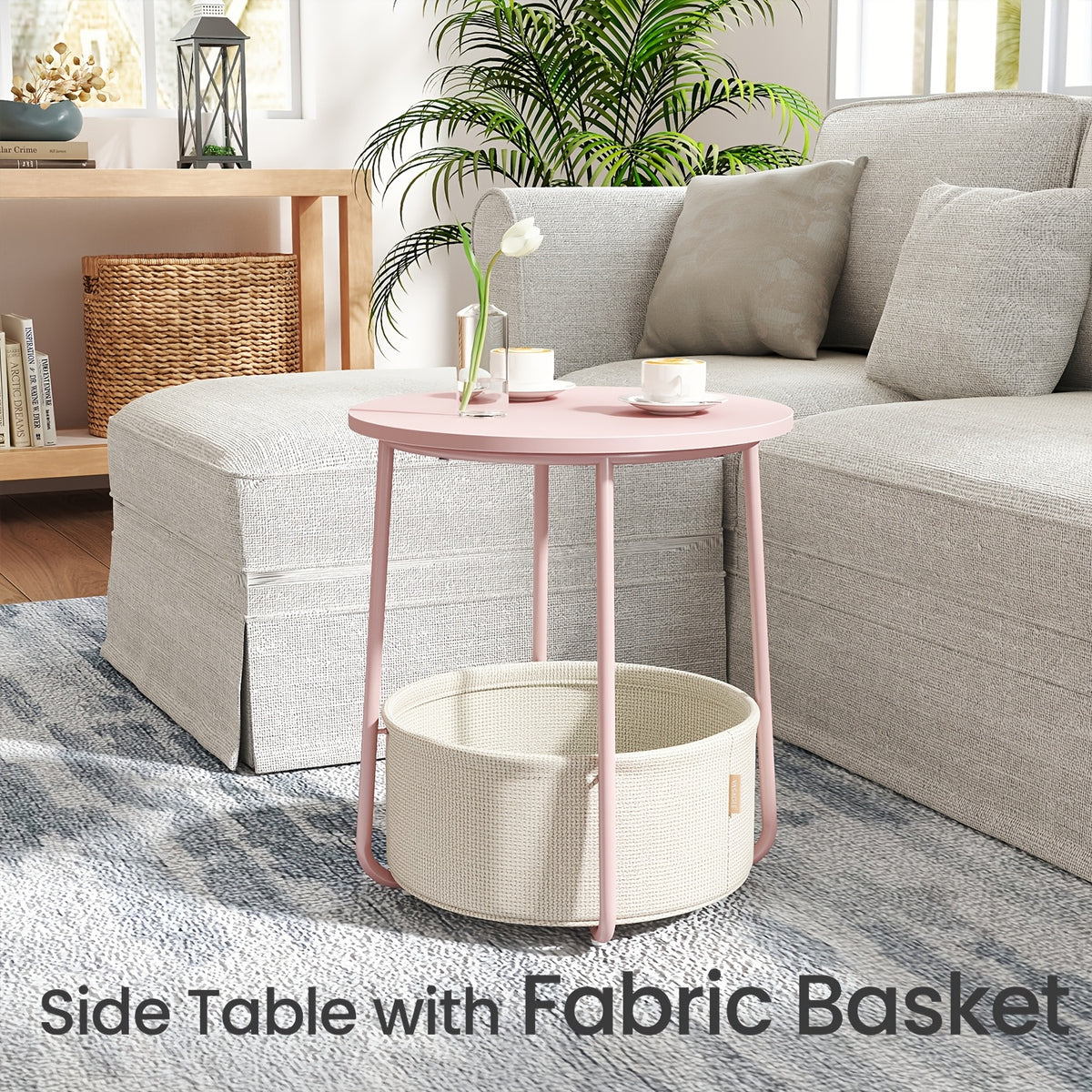 Side Table shown in the Pink And White option