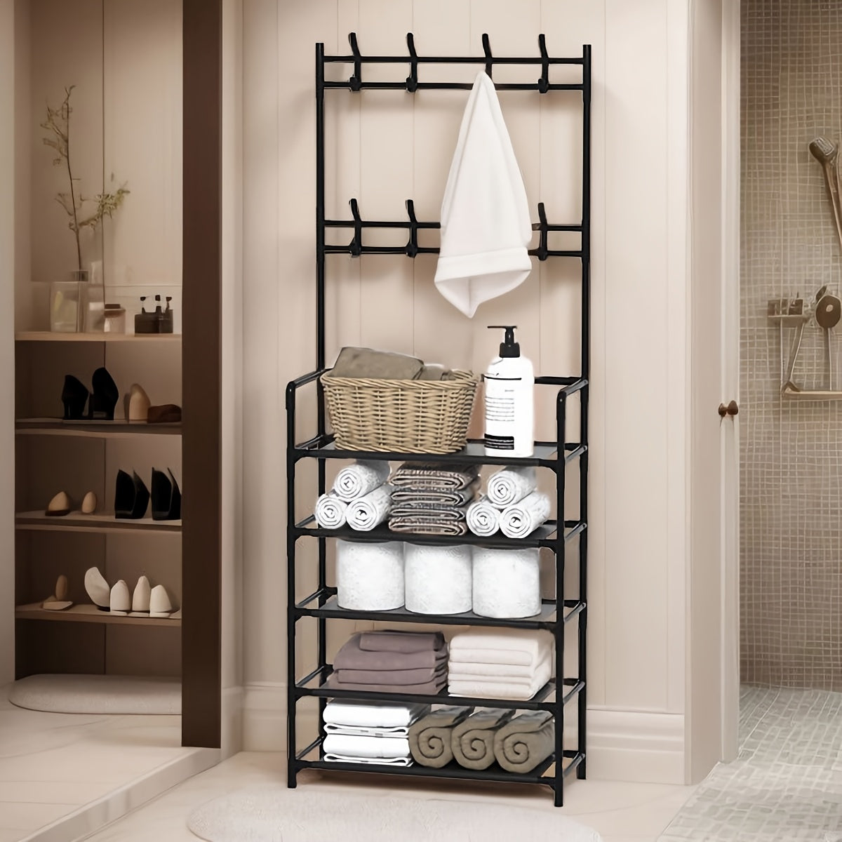 Shoe Rack shown in the Black-Economy option