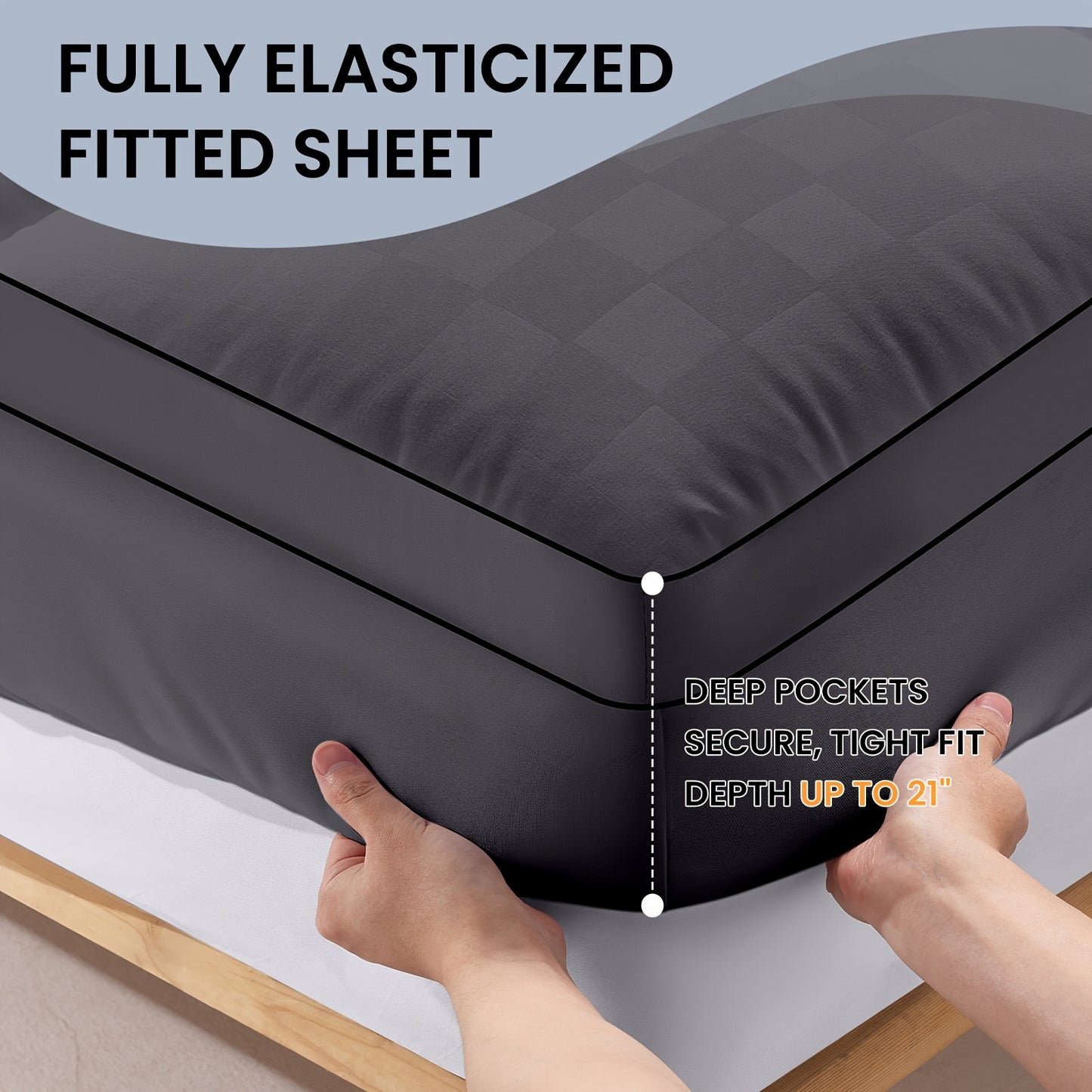 [Plush Quilted Cooling Pad] Cooling Mattress Topper Plush Quilted Pad with 8-21 Inch Deep Pockets, Overfilled with Breathable Polyester, Mattress Protector - Machine Washable 1200GSM