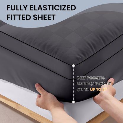 [Plush Quilted Cooling Pad] Cooling Mattress Topper Plush Quilted Pad with 8-21 Inch Deep Pockets, Overfilled with Breathable Polyester, Mattress Protector - Machine Washable 1200GSM