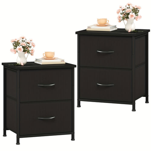 EUNOS Nightstand, Small Dresser for Bedroom with 2 Drawers, Bedside Table Night Stand End Table with Fabric Bins for Bedroom Closet Dorm Guest Room