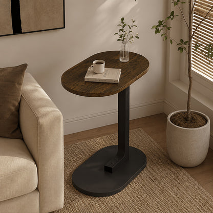 Mall C-shaped Side Table, Round Bedside Sofa End Table, TV Tray Table, Simple Bedside Table, Narrow Side Table In Living Room, Bedroom, Office, Easy to Install, Good Things At Home