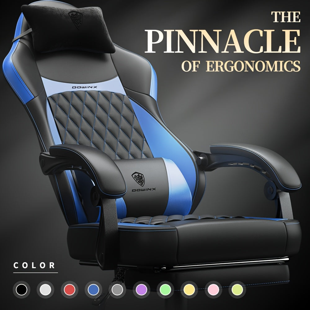 Ergonomic Gaming Chair with Pocketed Spring Cushion And Massage Lumbar Support - High Back Office Chair with Adjustable Footrest, 300LBS Load Capacity, Premium Black Adult PU for Ultimate Comfort!