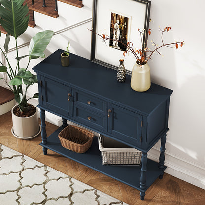 Console Table with 2 Drawers | Entryway Table with Storage Shelf, Wood Accent Sofa Table for Living Room, Entrance, Hallway, Couch - Classic Style, High-Density Fiberboard