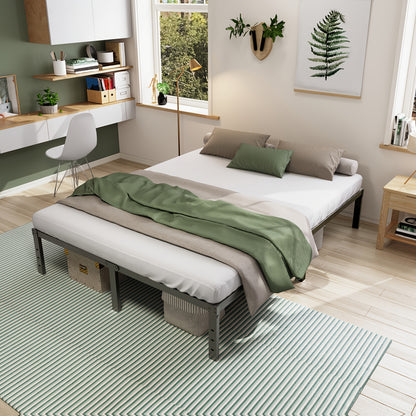 Heavy-Duty Metal Bed Frame with Under-Bed Storage - Sturdy Mattress Foundation, -Free/ Easy Assembly (for all parts assembled), No Box Spring Needed, 12/14/16/18 Inch Bed Frame, Black, Low-Maintenance Bed Base for Small Spaces & Large