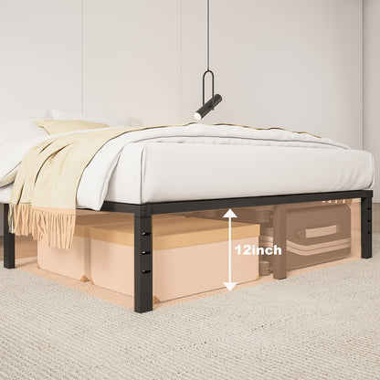 Heavy-duty Metal Bed Frame with Under-bed Storage Sturdy Mattress Base, Free Shipping/easy Assembly, No Spring Mattress Required, Available In 14", 16", And 18" Sizes, Black, Ideal for Apartments, Guest Rooms, And More
