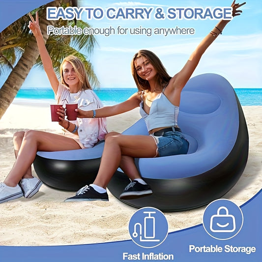 Inflatable Lounge Sofa, New Generation Portable Foldable Recliner With Footrest, Comfortable Flocked Sofa Chair Combo, Suitable For Camping Hiking Home Use And Sunbathing, Outdoor