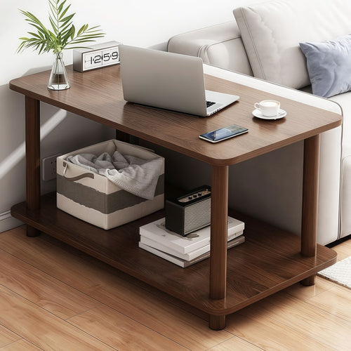 Modern Marble-Look Two-Tier Side Table with Sturdy Metal Frame & Spacious Storage Shelf - Space-Saving Engineered Wood & Marble Table Suitable for Living Room, Bedroom, Office - Assembly, Modern